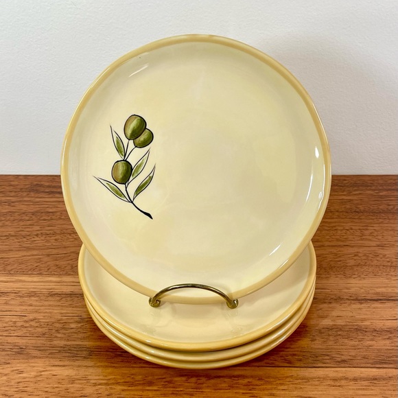 Pottery Barn Rustic Olive Side/Salad/Bread/Dessert Plates - Set of 4 - Picture 3 of 9